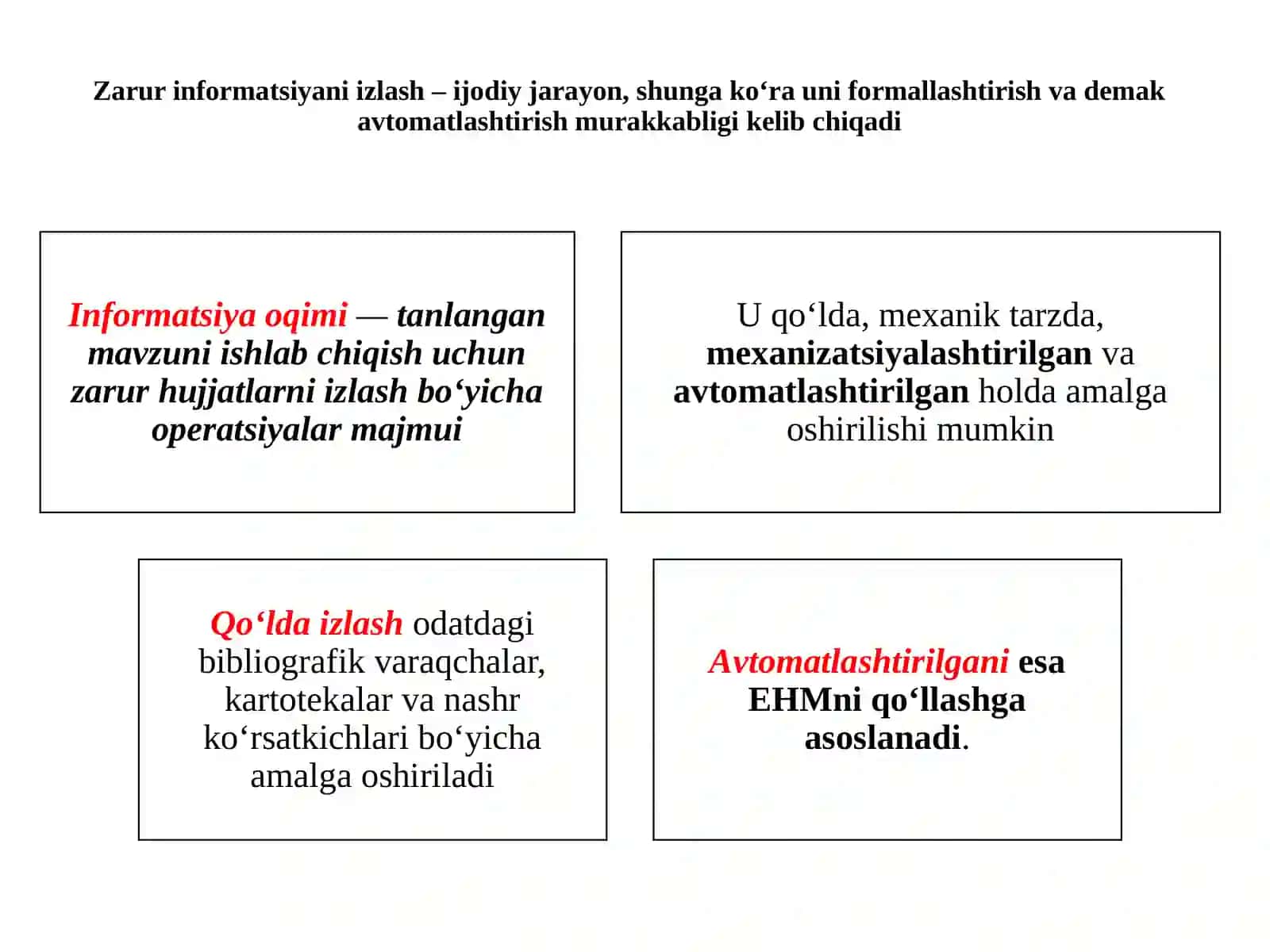 Ilmiy axborot bilan ishlash: mutolaa qilish, yozma va og‘zaki shakllarda bayon qilish 4