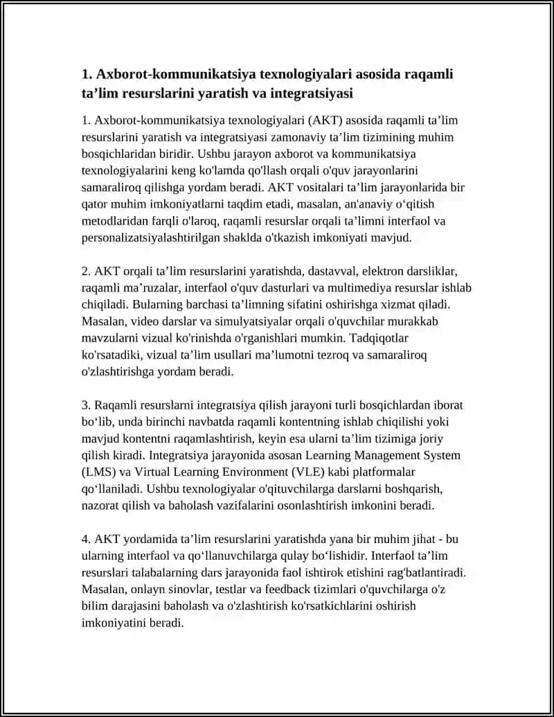 AXBOROT-KOMMUNIKATSIYA TEXNOLOGIYALARI VOSITALARI VA ULARNI TA’LIM JARAYONLARIDA QO’LLASH IMKONIYATLARI 4