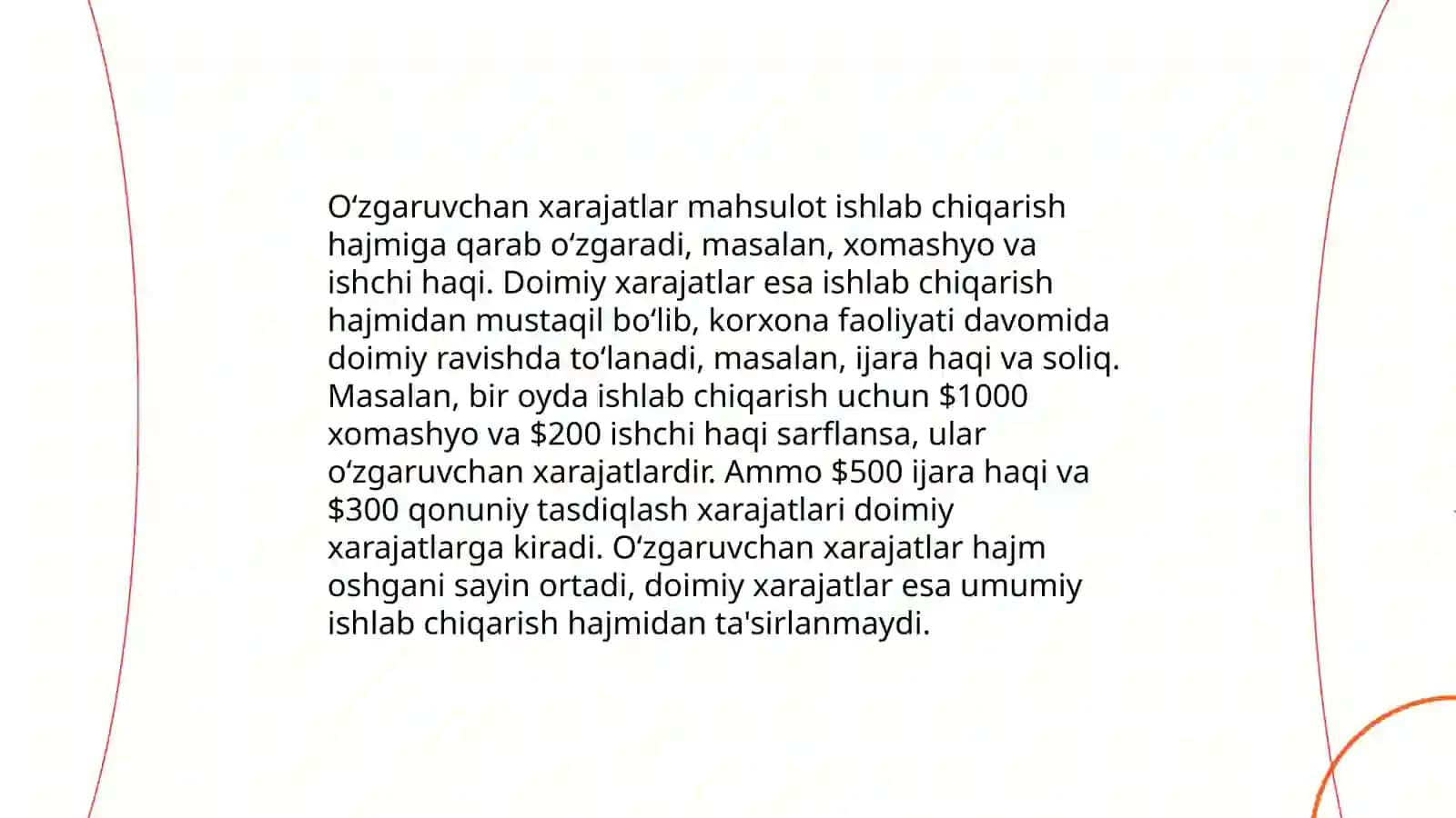 Doimiy oʻzgaruvchan xarajatlar tahlili 4