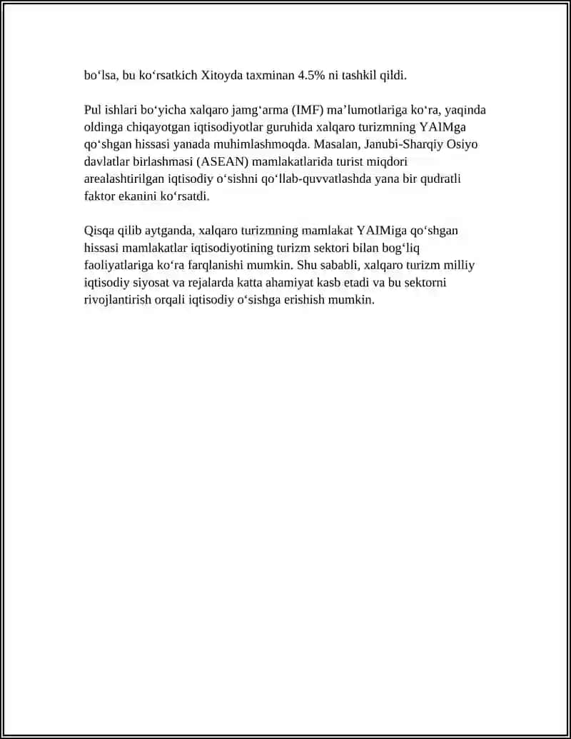Xalqaro Turizmning Tashqi Iqtisodiy Faoliyat Shakli 4