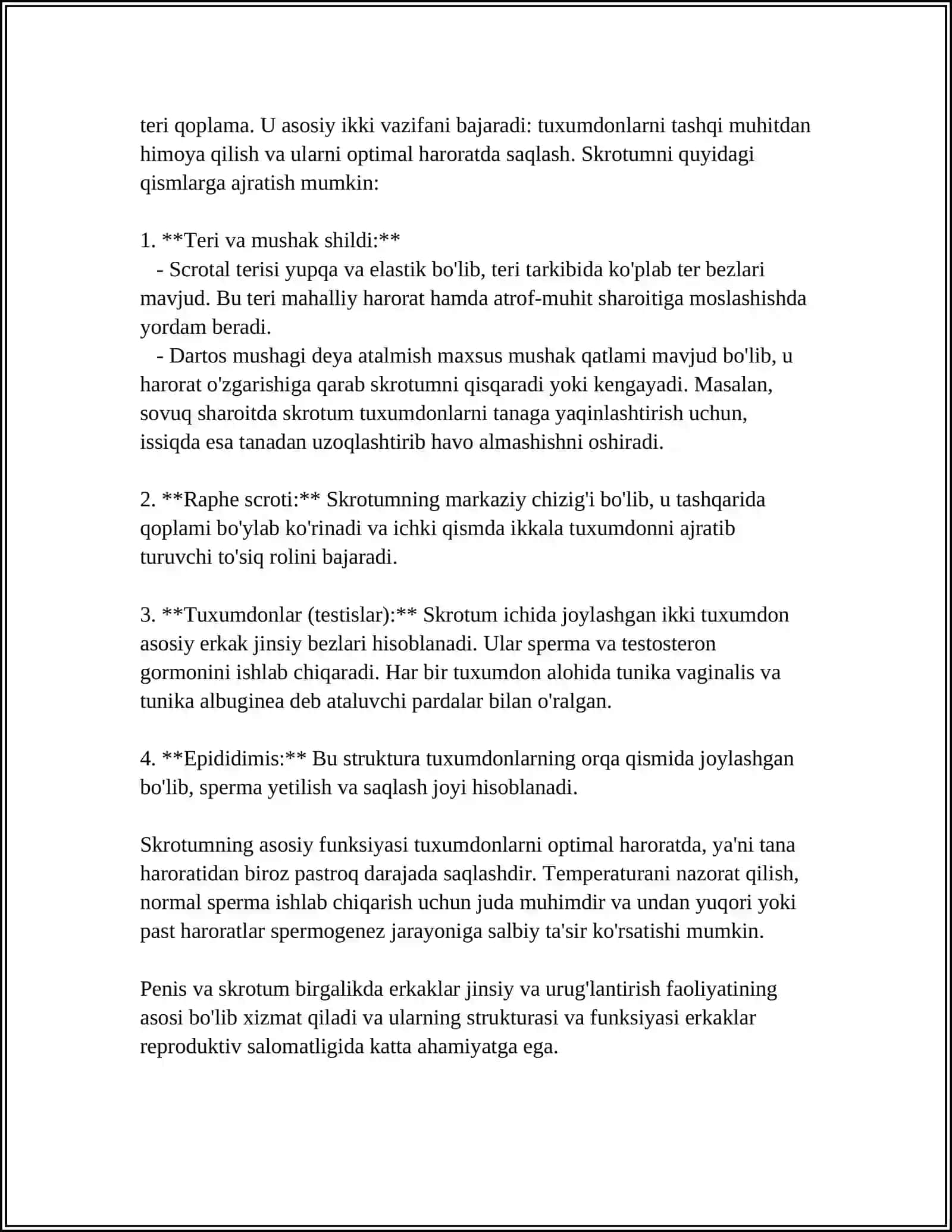 ERKAKLARDA TANOSIL A'ZOLARI 4