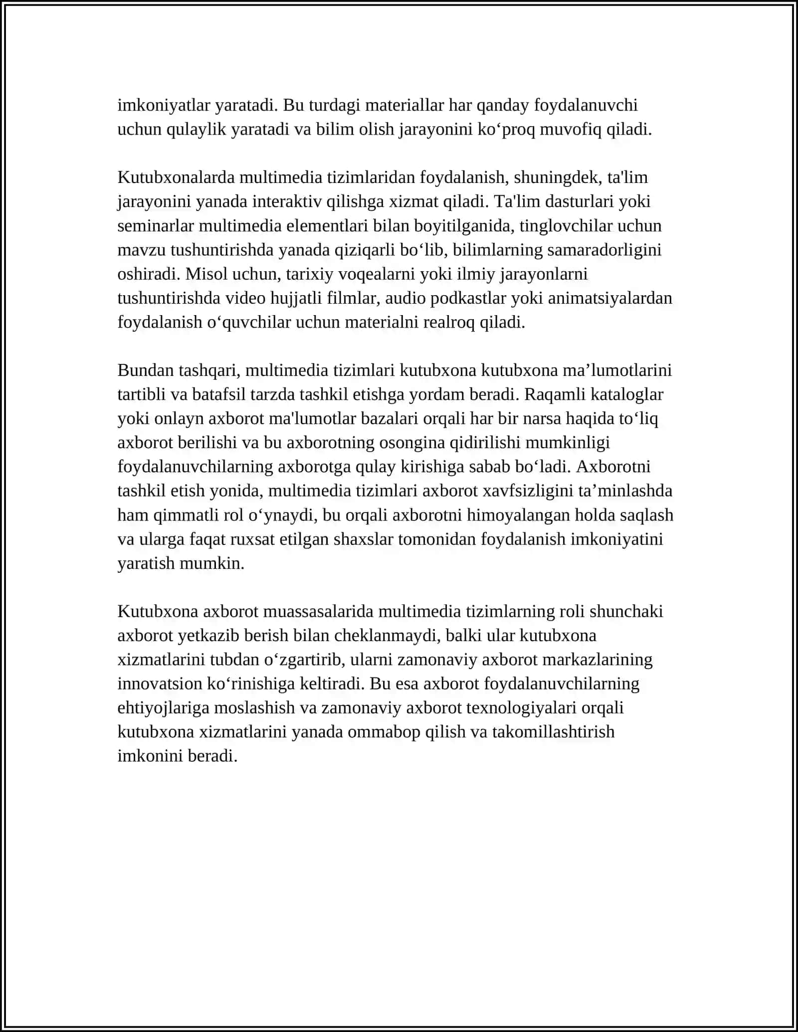 KUTUBXONA AXBOROT MUASSALARIDA MULTIMEDIYA TIZIMLARIDAN FOYDALANISH 4