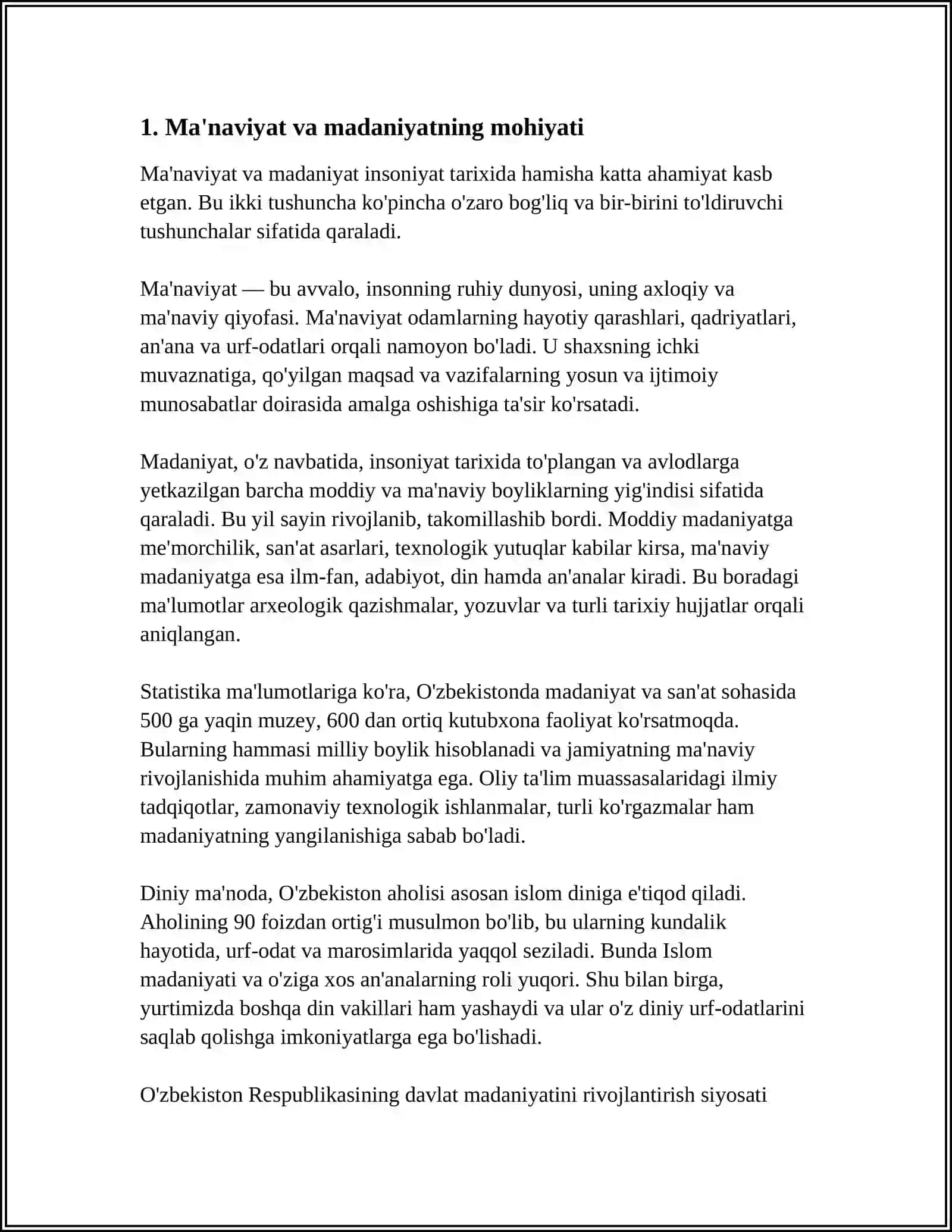 MODDIY VA MA'NAVIY MADANIYATNING O'ZARO BOG'LIQLIGI 4