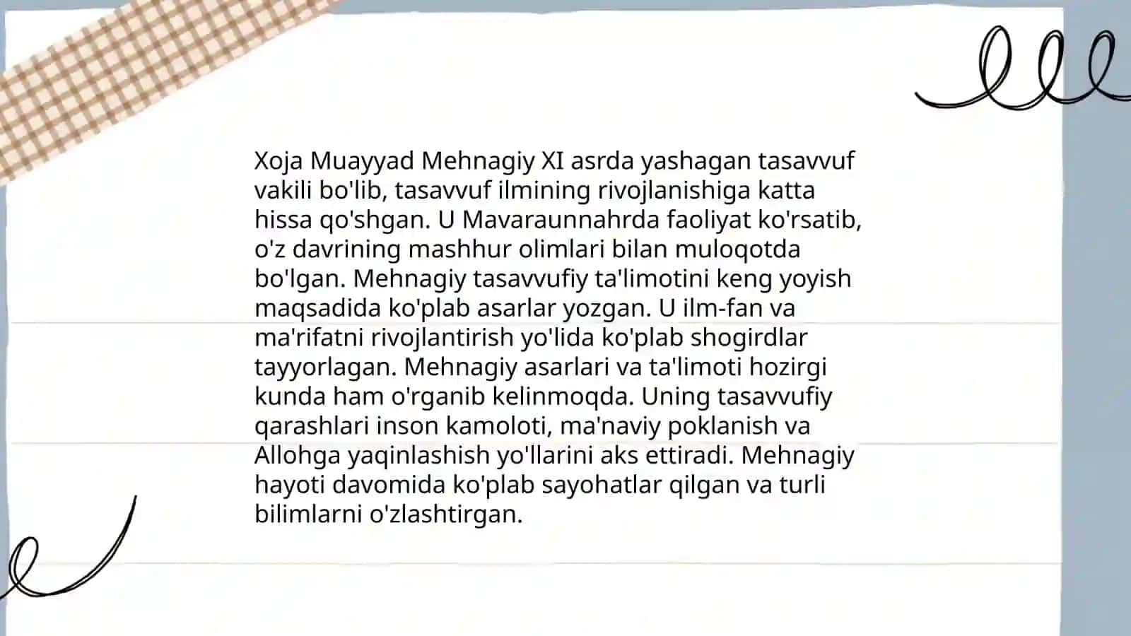 Xója Muayyad Mehnagiy va uning hayoti 4