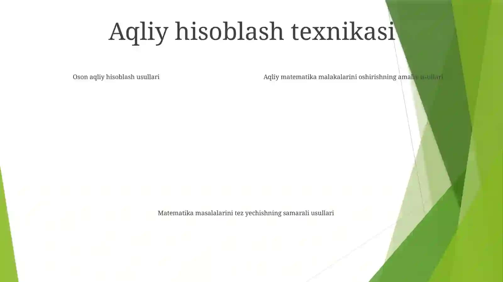 Hisoblashning Qulay Usullari Mavzusida Rejali Taqdimot Qilib Ber 4