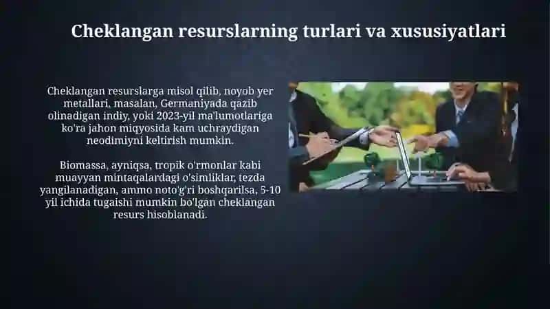Yashil iqtisodda resuslarni cheklangani va cheklanmaganlari 4