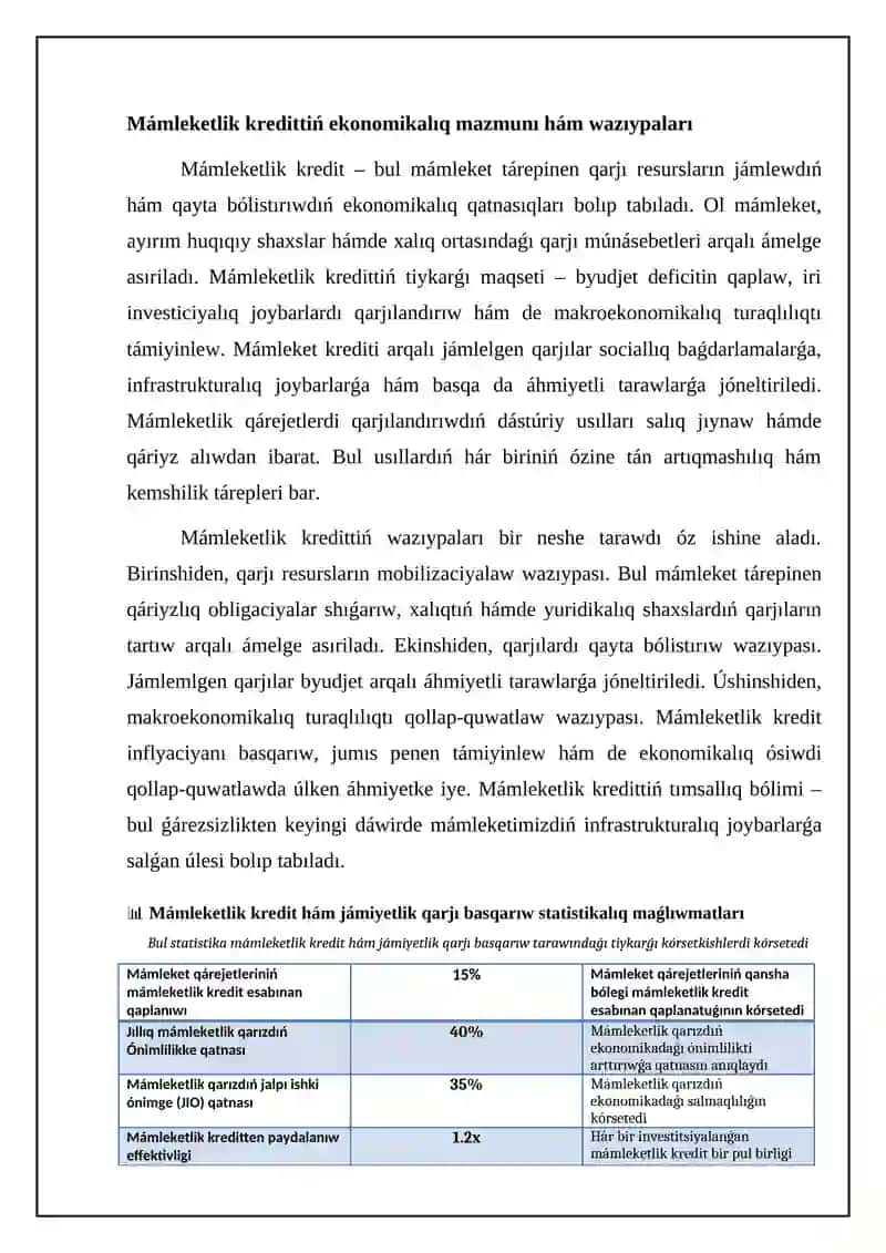 Mámleketlik kredit hámde jámiyetlik qarjı basqarıw 4