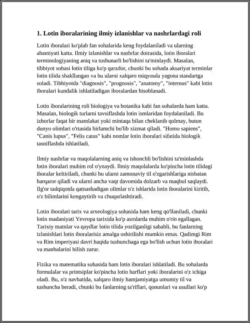 LOTIN IBORALARINING HAYOTIMIZNING BARCHA JAVHALARIDA TUTGAN OʻRNI 4