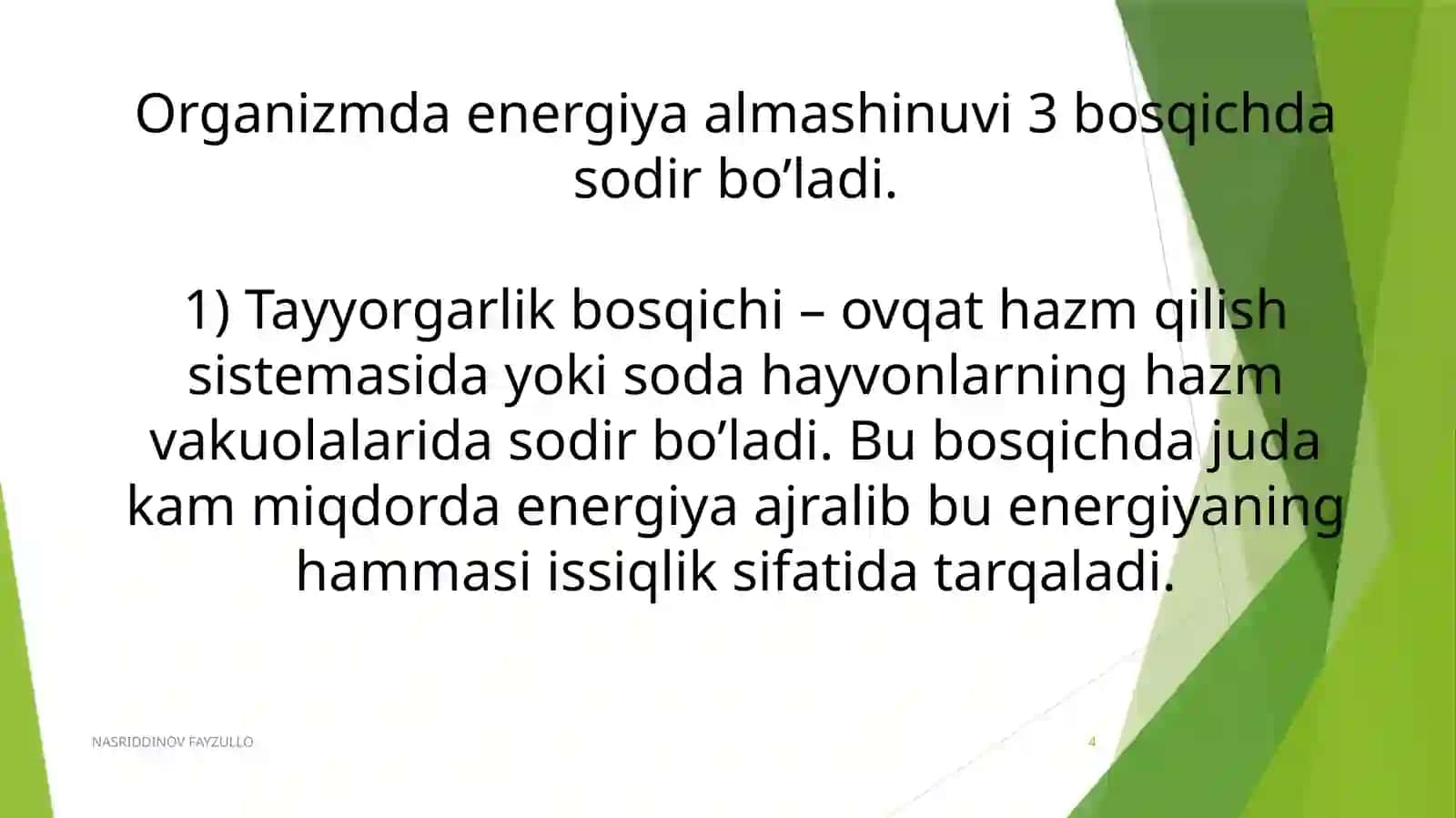 ORGANIZMDA ENERGIYA ALMASHINUVI VA ATF 4