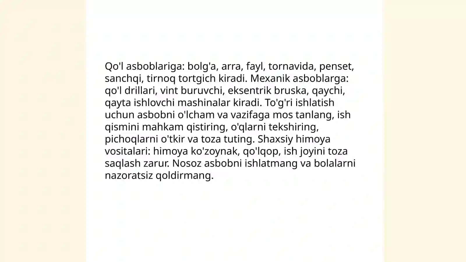 6-sinflarda Texnologiya fanining mazmuni Erdonova Madina 4