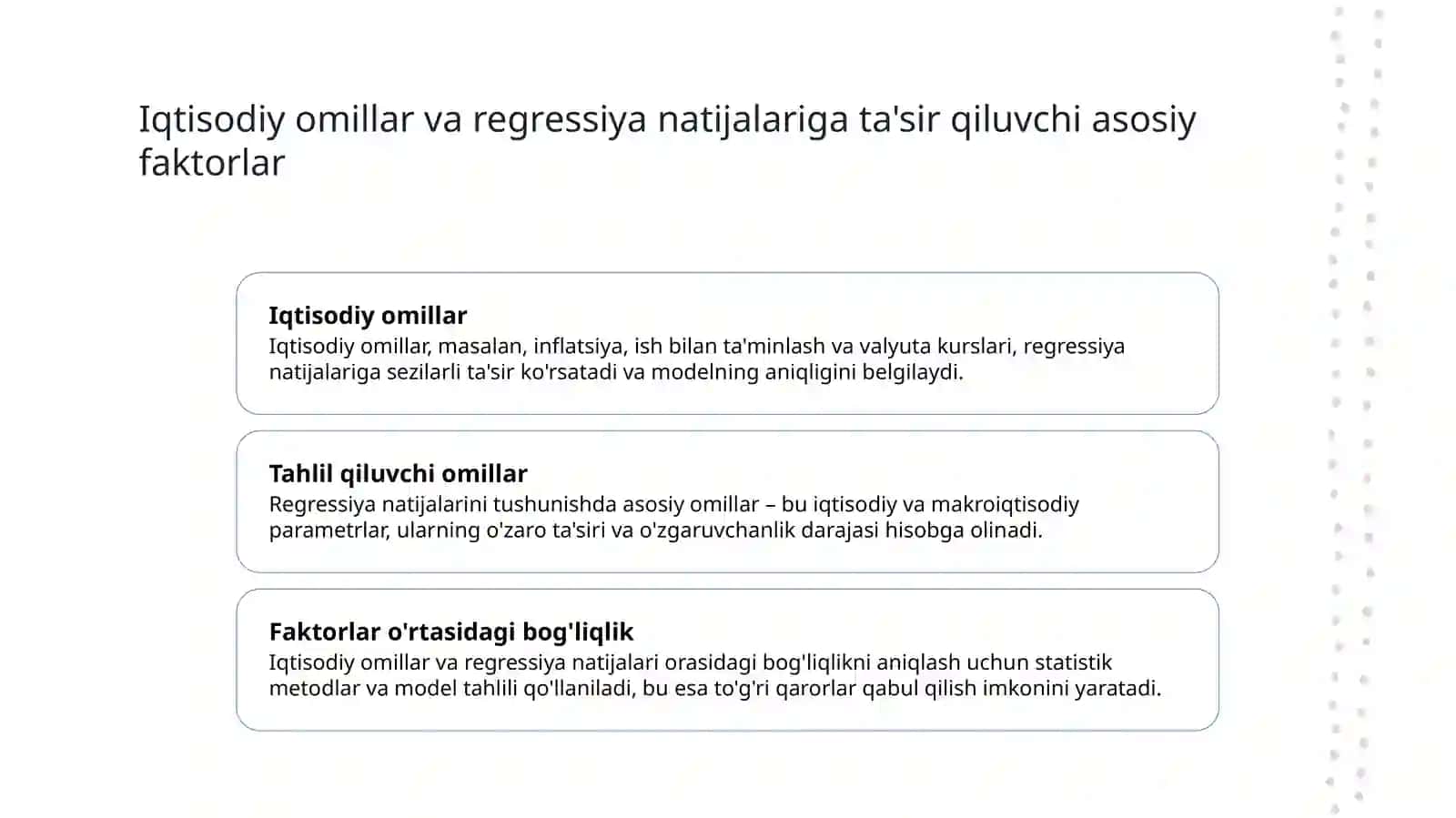 Regressiya natijalarining iqtisodiy talqini 4