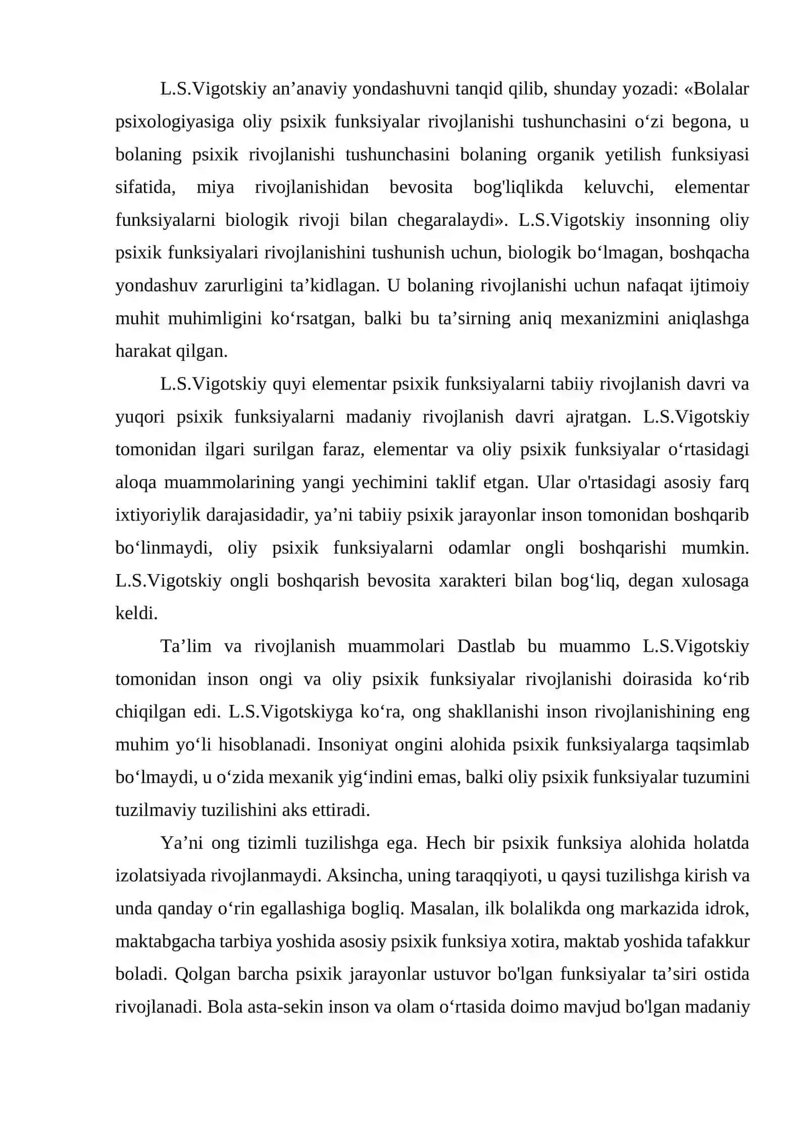 Psixik rivojlanishni tushunishning madaniy-tarixiy konsepsiyasi. L.S.Vigotskiy va uning maktabi 4