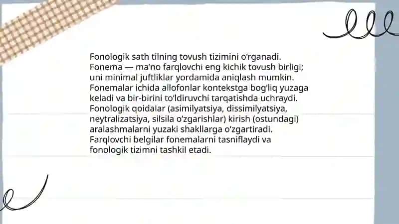 Til sathlari va tilning boʻlimlari 4