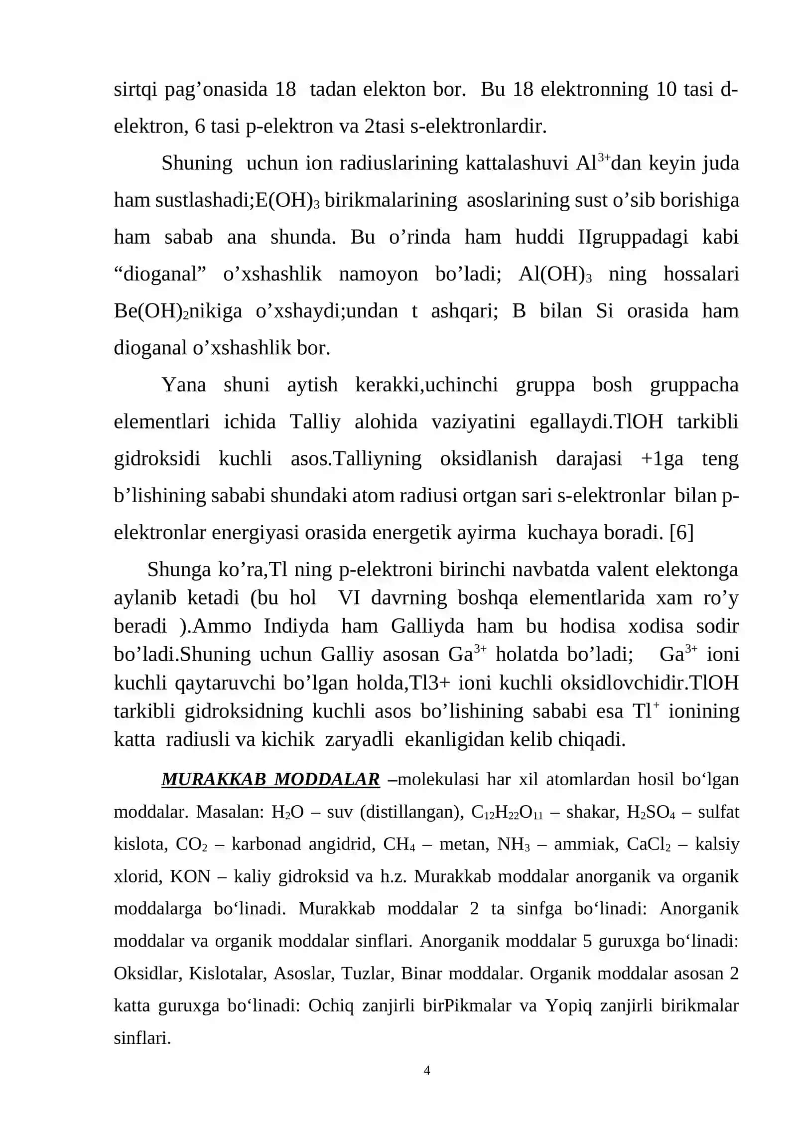 OKSIDLAR VA ASOSLARNING OLINISHI, XOSSALARI VA ISHLATILISHI 4