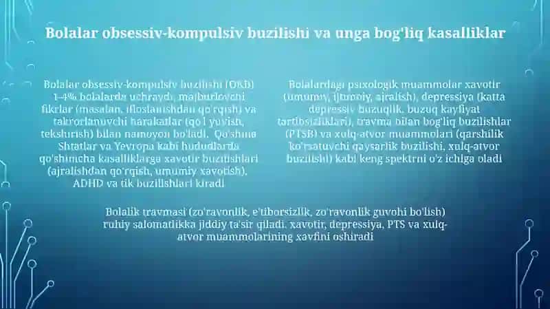Bolalar kassalliklarida bemorlar psixologiyasi masalalari 4