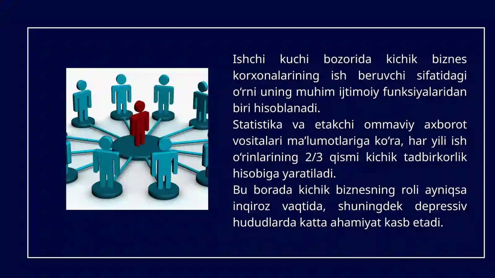O'zbekistonda kichik biznes va xususiy tadbirkorlıkning shakllantirilishi va uning, o'ziga xosligi 4