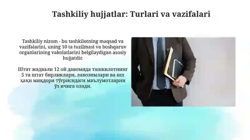 Farmoyish Hujjatlari va Tashkiliy Hujjatlar 4
