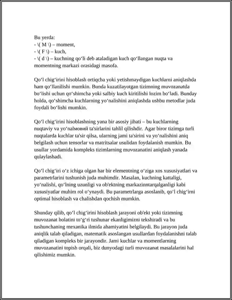Qo‘l Chig‘irini Hisoblash 4