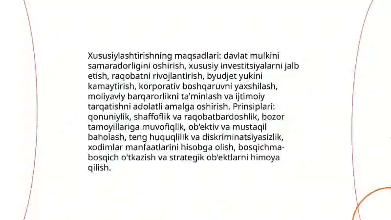 Davlat mulkini xususiylashtirish va boshqarish-iqtisodiyotni tartibga solish vositasi 4