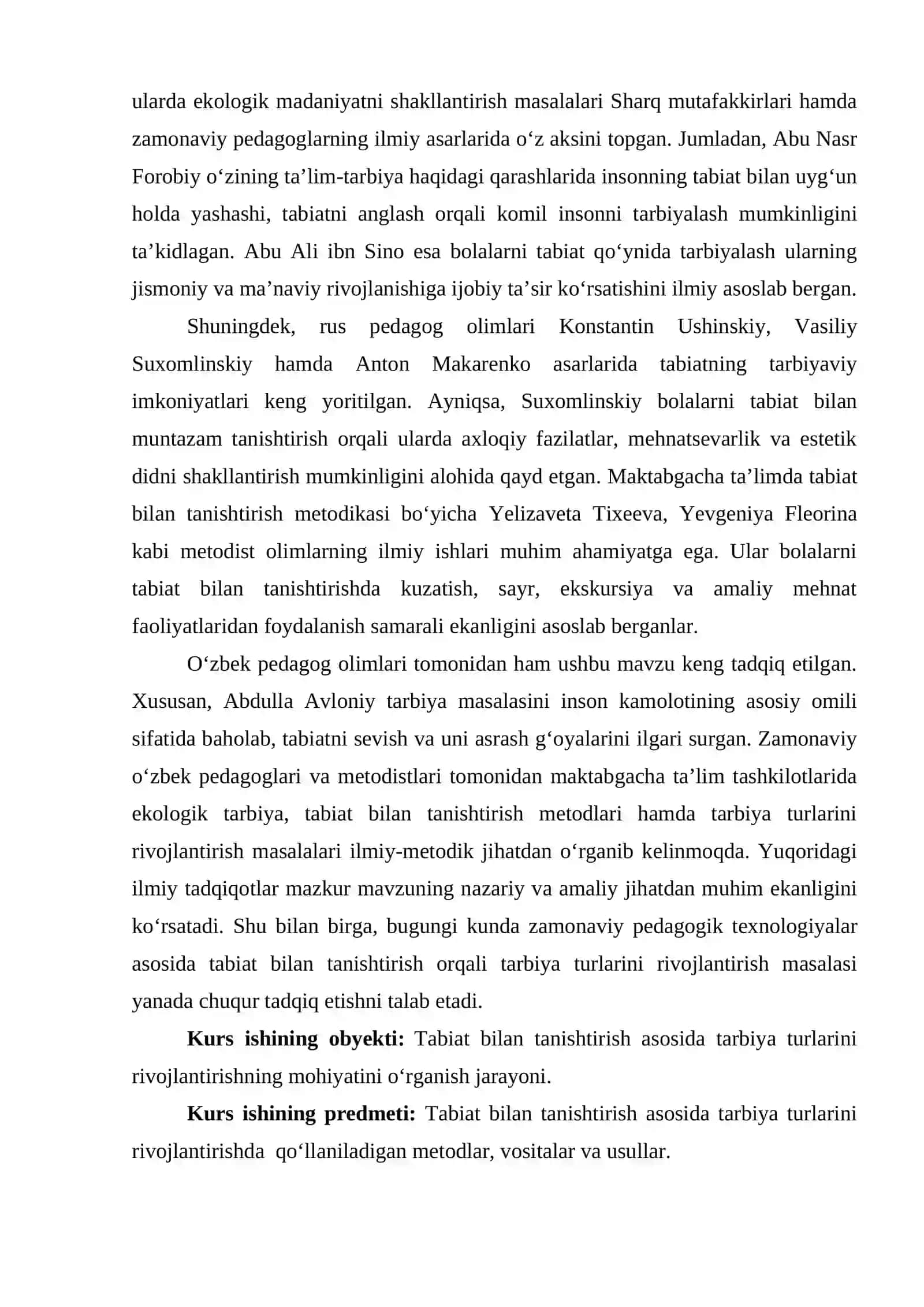 Tabiat bilan tanishtirish asosida tarbiya turlarini rivojlantirishning mohiyati. 4