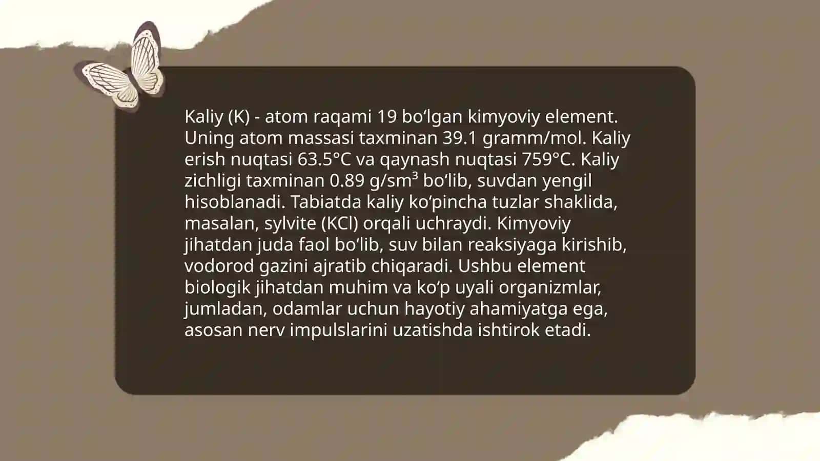 Kaliy va uning birikmalarini olinish va xossalari 4