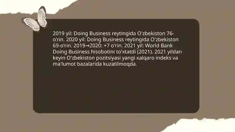 Yangi O'zbekiston ijtimoiy-siyosiy, iqtisodiy va madaniy hayotida ro'y berayotgan o'zgarishlarning xalqaro reyting va indekslarda aks etishi 4