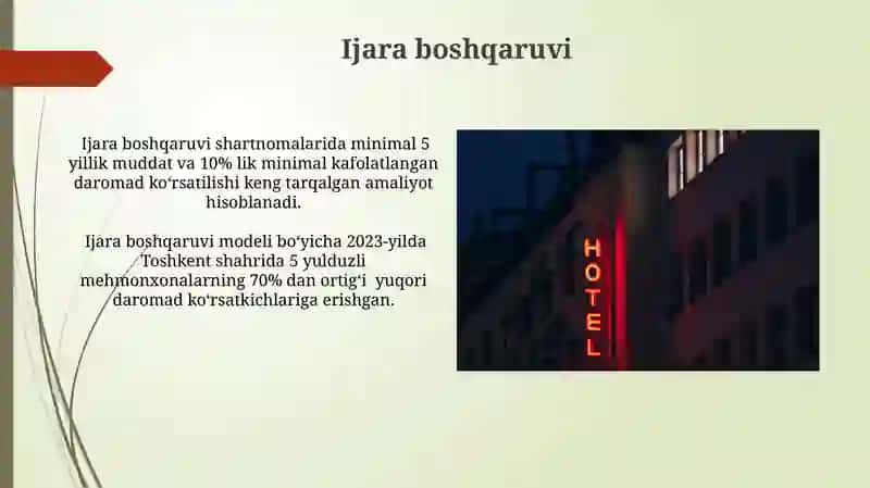 Mehmonxonalarning asosiy boshqarish shakllari 4