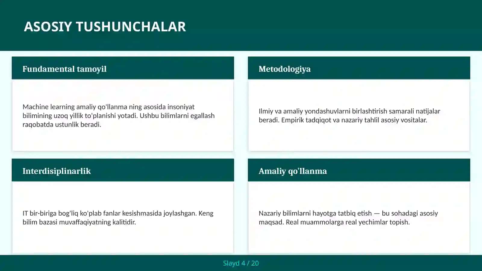 MACHINE LEARNING AMALIY QO'LLANMA 4