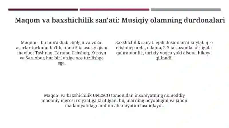 O'zbekistonning musiqiy tarixi va hozirgi kundagi san'ati 4