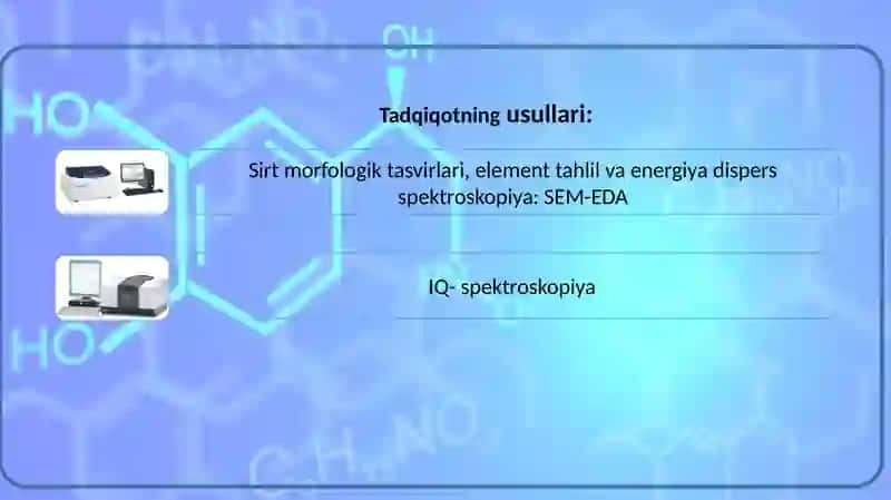 Tarkibida oltingugurt va azot bo`lgan sorbentlar  sintezi hamda ularning qo`llanilishi 4