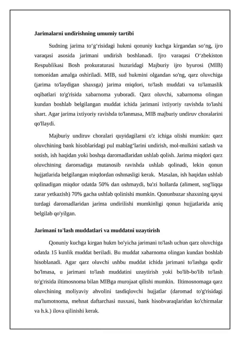 Jarimalarni undirish va huquqlardan mahrum etish jazolarini ijro etish 4