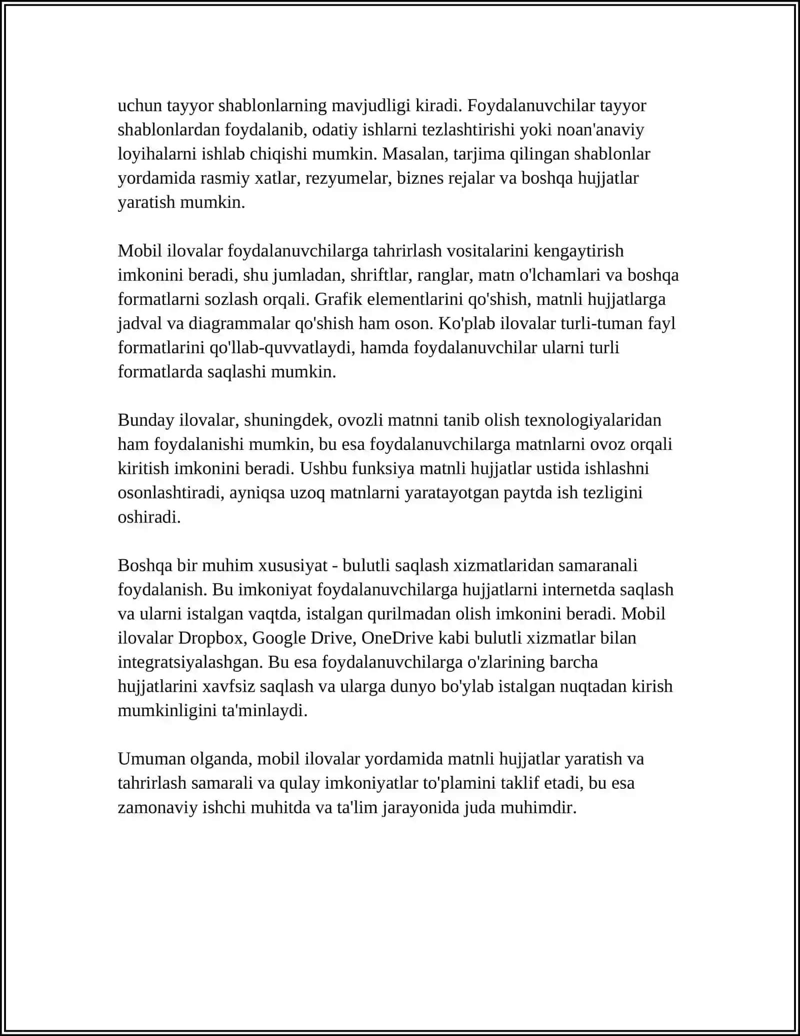 MOBIL ILOVALARDAN FOYDALANIB HAR XIL KÓRINISHDAGI HUJJATLARNI YARATISH 4