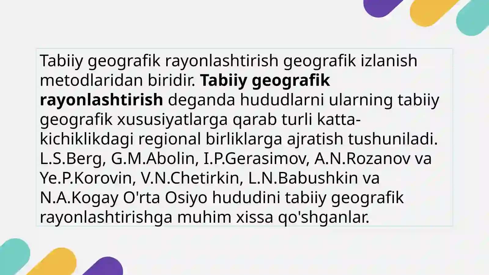 OʻRTA OSIYONI TABIIY-GEOGRAFIK RAYONLASHTIRISH 4