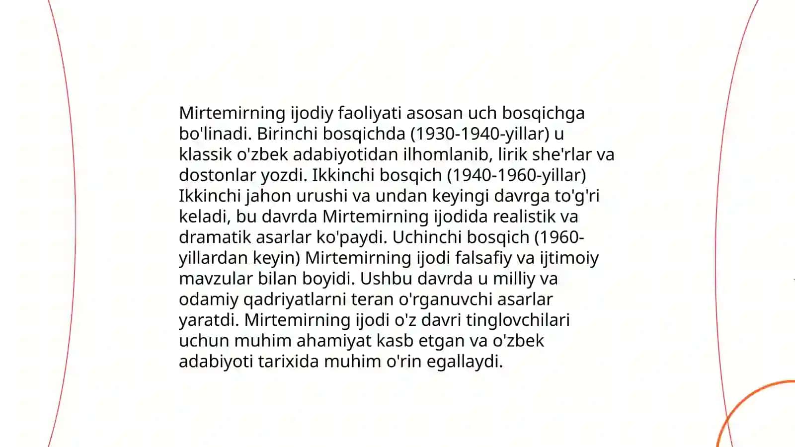 Mirtemir hayoti va ijodi mavzusida dars ishlanmalar 4