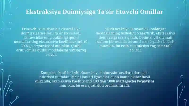 Ekstraksiya va Partitsiya Koeffitsientlari Asoslari 4