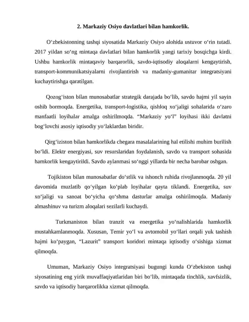 O‘zbekistonning xalqaro maydondagi faol tashqi siyosati 4