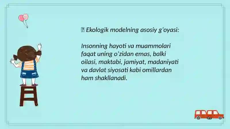 Ekologik modeldan foydalanib oila muammolarni aniqlash, oila eko-kartasini chizish va sharhlash 4
