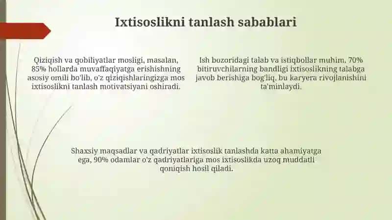 Ixtisoslikka kirish va yo'nalishlar 4
