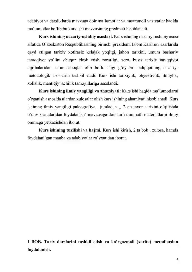 7-SINF JAXON TARIXINI O’QITISHDA O’QUV XARITALARIDAN  FOYDALANISH MAVZUSIDA KURS ISHI 4