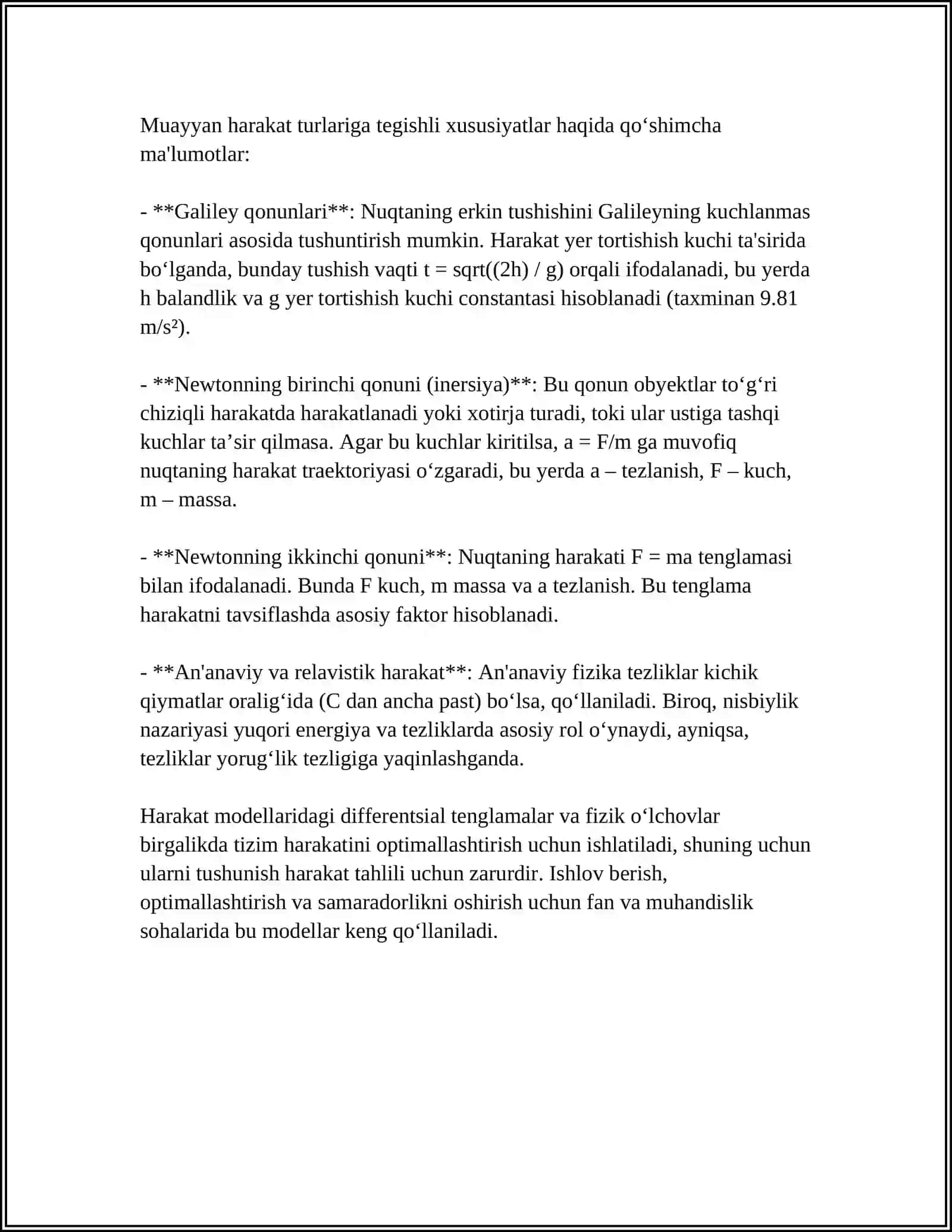 NUQTANINING HARAKAT DIFFERENTIAL TONGLAMALARI 4