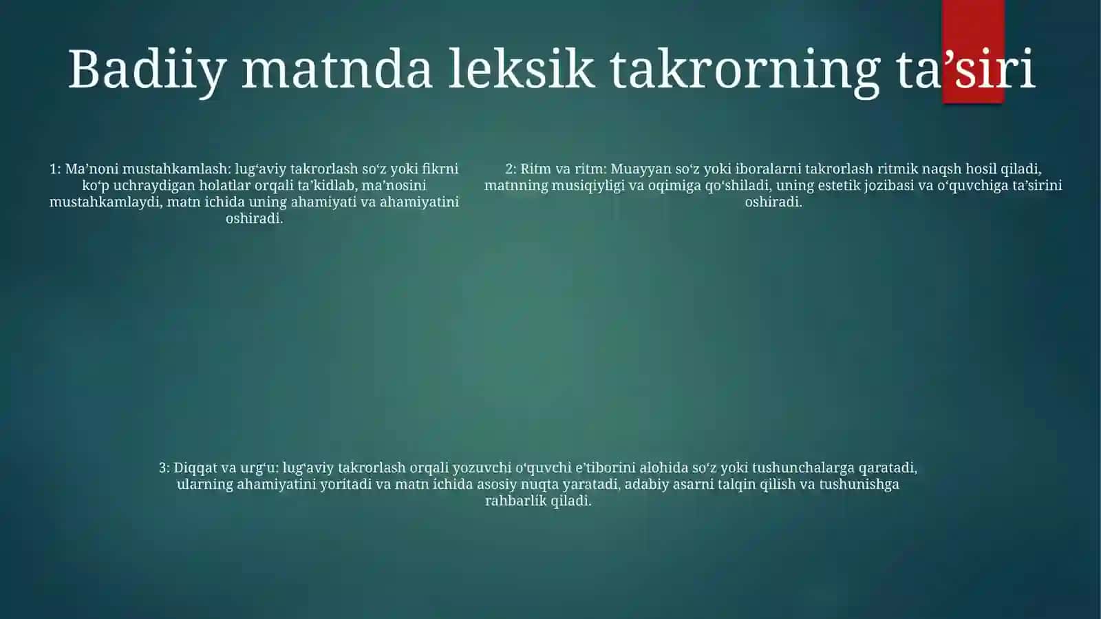 Badiiy Matnda Leksik Takror 4