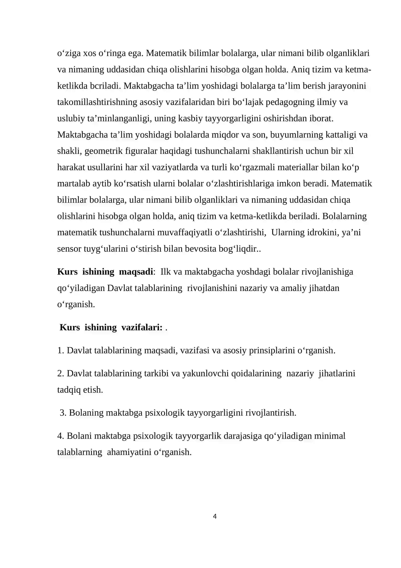 O‘zbekiston Respublikasi Ilk va maktabgacha yoshdagi bolalar rivojlanishiga qo‘yiladigan Davlat talablari 4