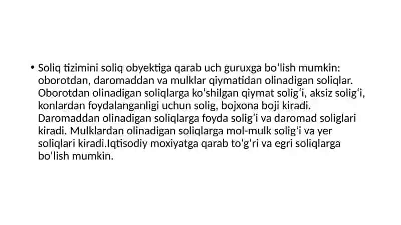 SOLIQ –BYUDJET SIYOSATI VA SOLIQ TIZIMINING XUSUSIYATLARI 4
