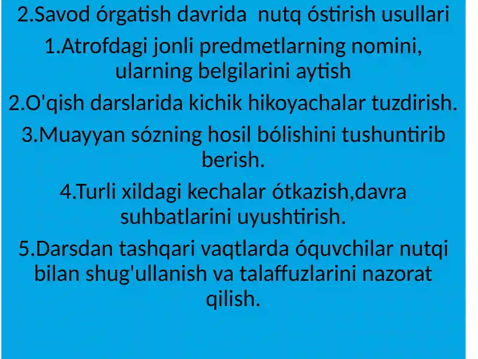 OT SÓZ TURKUMINI O'RGANISH JARAYONIDA ÓQUVCHILAR NUTQINI ÓSTIRISH 4