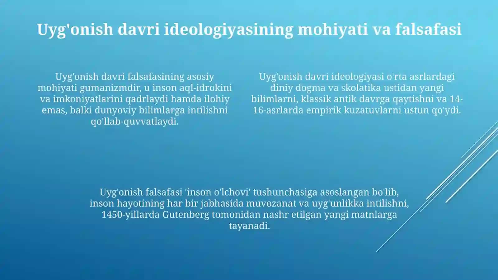 Gʻarbiy Yevropada maʼnaviy-madaniy oʻzgarishlar va Renessans mafkurasining mazmun mohiyati 4