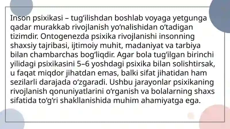 Inson Psixikasining Ontogenezdagi Rivojlanishi 4