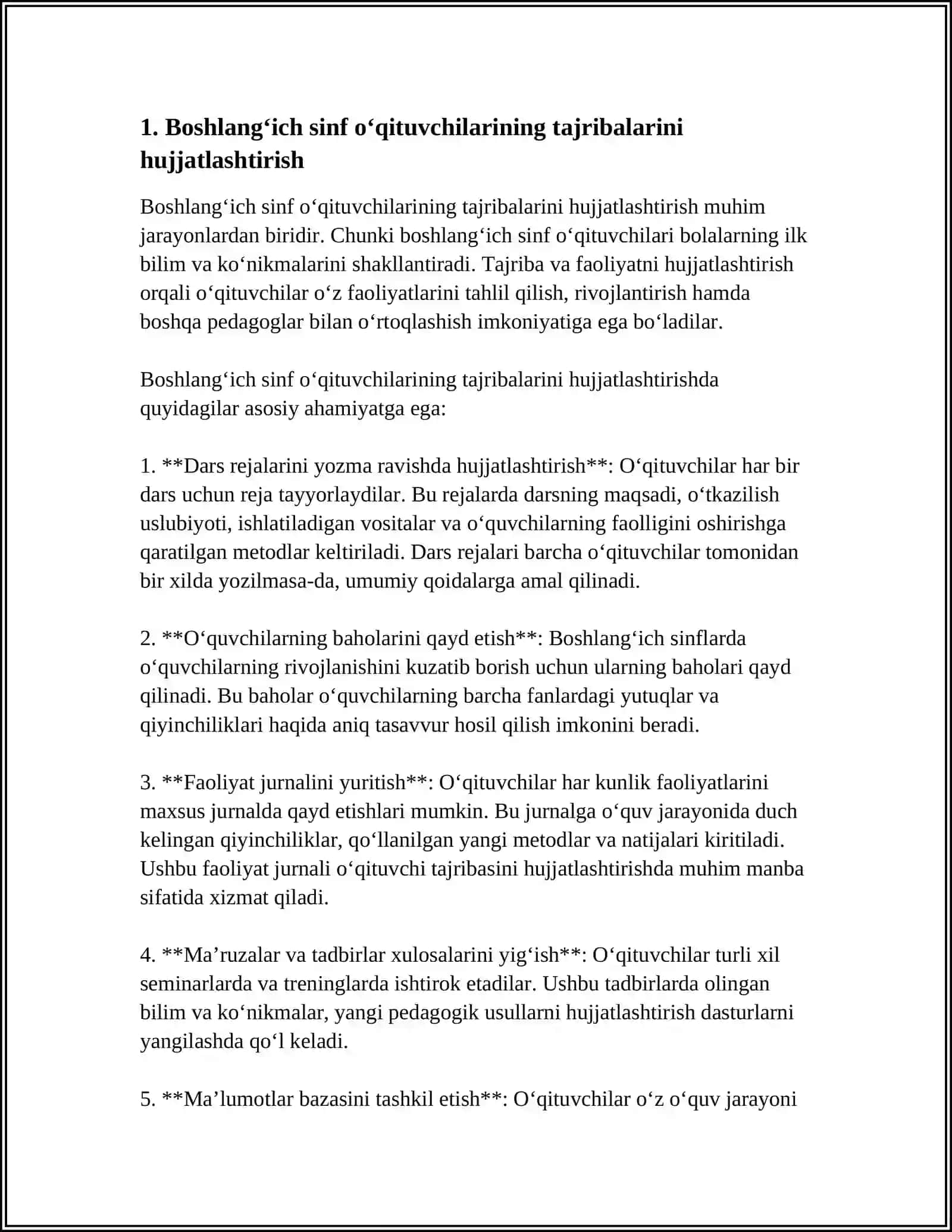 BOSHLANGʻICH SINF OʻQITUVCHILARINING TAJRIBALARINI TARGʻIBOT QILISH METODIKASI 4