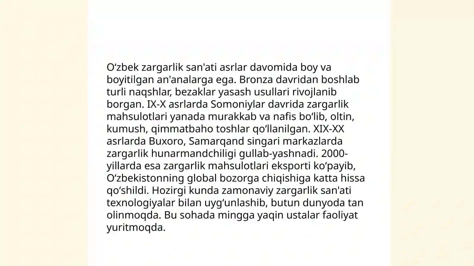 O'zbekiston zargarlik san'ati tarixi 4