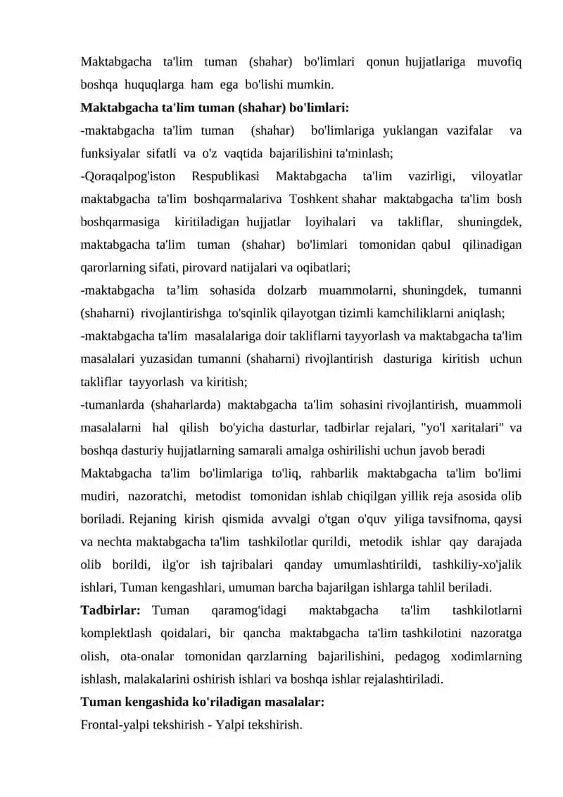 Respublika maktabgacha ta’lim metodikasi kabinetining ish mazmuni. 4