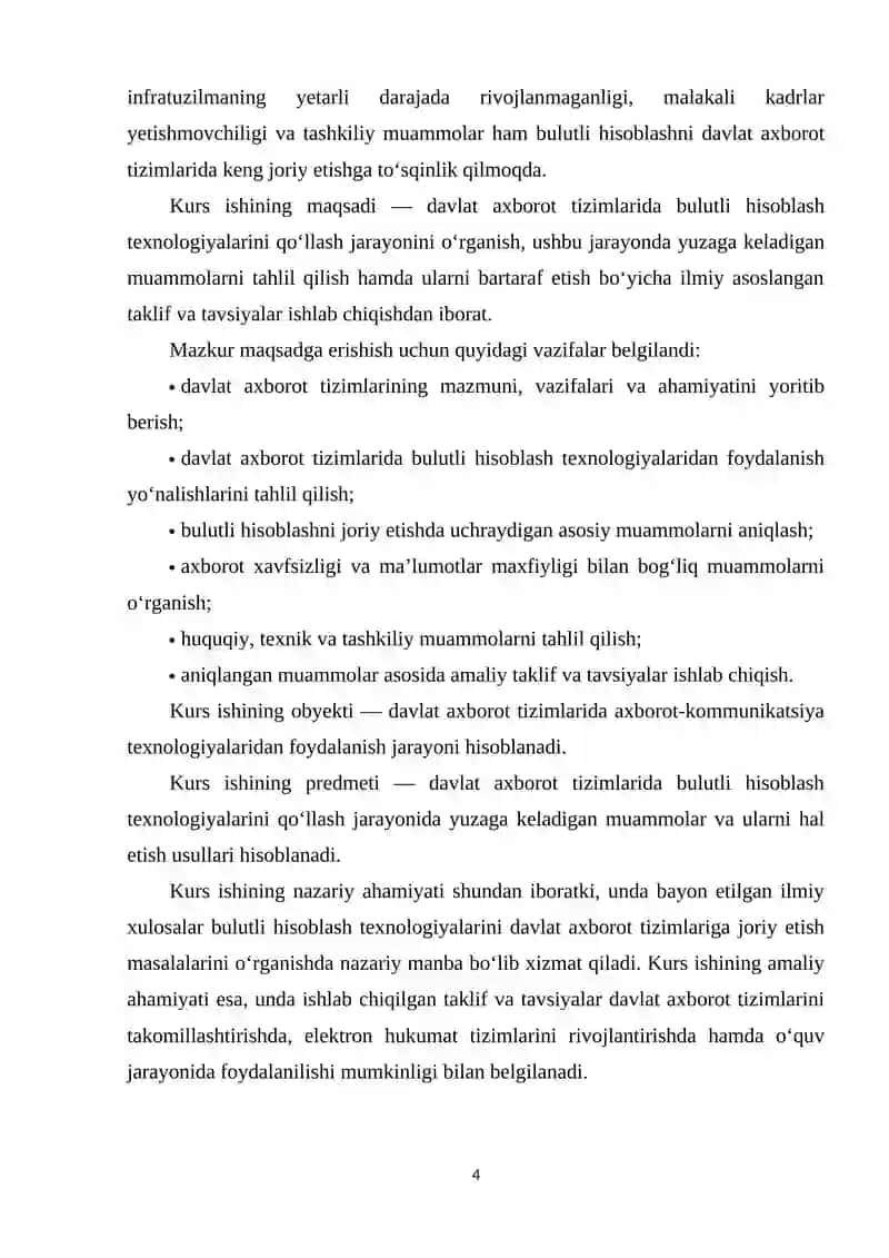 "BULUTLI HISOBLASH" FANIDAN KURS ISHI 4